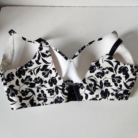 LA VIE EN ROSE | Sleekback Wireless Bra Floral Black White Sz 38D - Picture 4 of 7